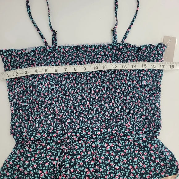 Chelsea 28 smocked floral blue one piece swimsuit scrunched top size Xlarge - Picture 8 of 8